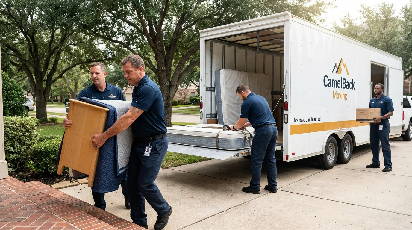 Crew loading residential truck for cross-state move from Coulee Dam, WA